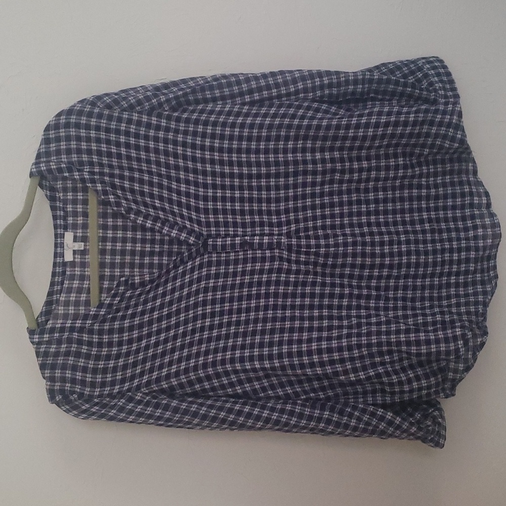 Medium Joie Navy-blue Plaid Cotton Tunic Shirt